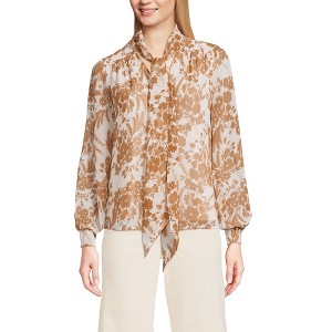 Lands' End Women's Chiffon Removable Tie Neck Blouse - 1 of 4