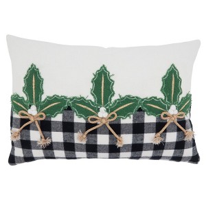Holly Buffalo Plaid Poly Filled Throw Pillow - Saro Lifestyle: Decorative, Zippered Cover, Indoor Use - 1 of 3
