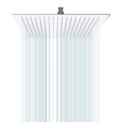 ALEXOUN  16 Inch Chrome Rain Shower Head, Square Ultra Thin 304 Stainless Steel High Pressure Shower Head