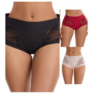 INSPIRE CHIC 3 Packs Women's High Waisted Lace Breathable Full Coverage Tummy Control Briefs Panties - 1 of 4