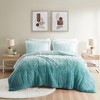 Gulches King Cal King Aqua 3 Piece Ombre Shaggy Fur Comforter Set - 4 of 4