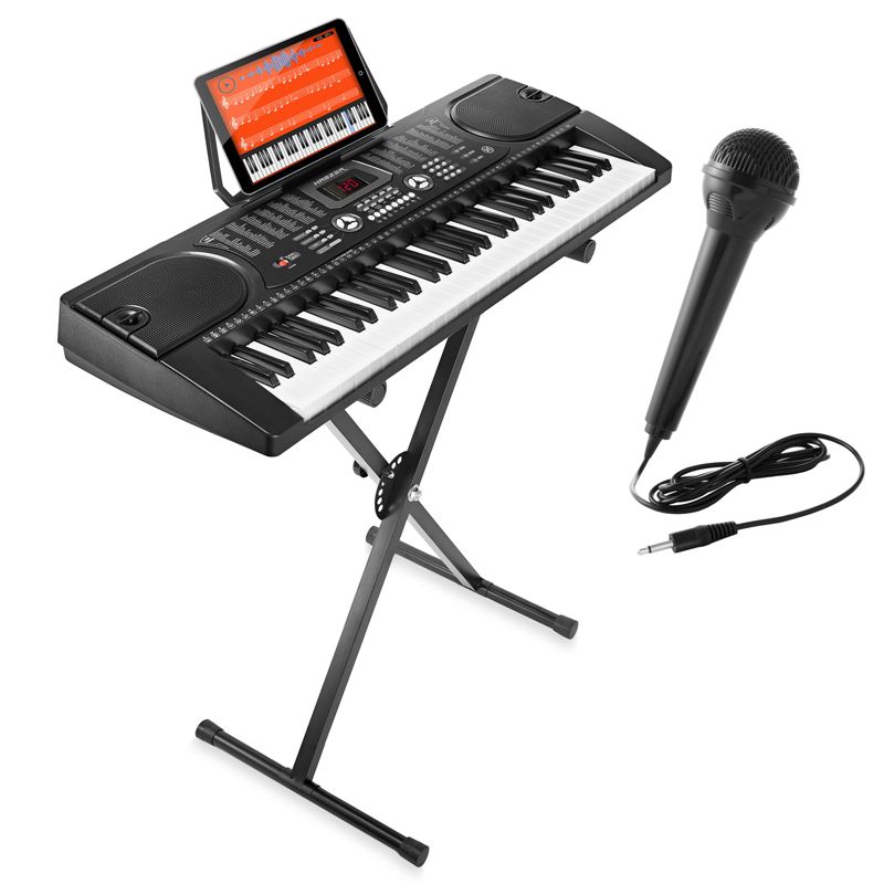 Hamzer 61-Key Electronic Piano Keyboard with Stand, Microphone, and Keynote Stickers, 1 of 8