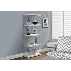 TOAOTBNBO 5 Tier Glass Bookcase with Polished Chrome, Tall Storage Bookshelves for Multipurpose Living Room Narrow Display Book Shelf - 1 of 4
