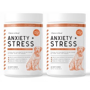 Chew + Heal Calming Anxiety Treats, Dog Supplement, Stress Relief For Travel, Storms & Fireworks - 120 Delicious Chews - 1 of 4