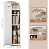 4-Tier Narrow Bathroom Storage Cabinet, Slim Rolling Storage Organizer with Drawers, Wheels,Toilet Paper Holder for Small Spaces - 2 of 4