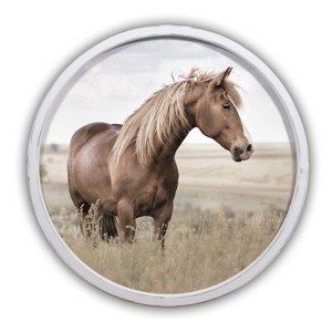 Creative Products Sepia Toned Horse Pasture 20 x 20 Round White Framed Print - 1 of 4