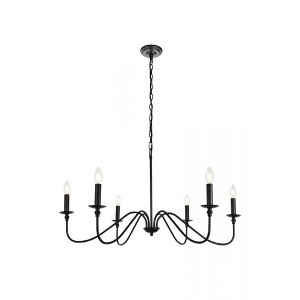 Elegant Lighting Rohan Collection Chandelier D36 H19 Lt:6 Matte Black Finish - 1 of 4