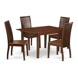 HomeStock 5-Piece Mahogany Finish Solid Wood Top Dining Table with 4 Chairs - 1 of 4