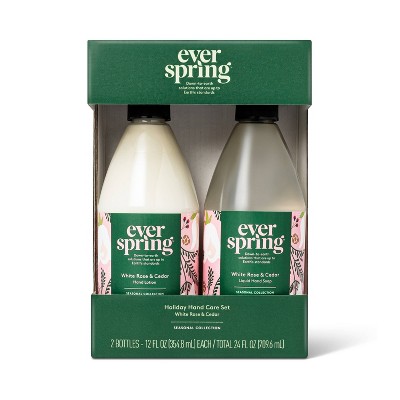 White Rose & Cedar Hand Soap + Lotion Gift Set - 24 fl oz/2pk - Everspring™