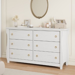 Garvee 6 Dresser for Bedroom, 47.2" Wide Drawer Dresser with Storage Freestanding, Wooden Closet Storage Chest for Living Room, Natural Oak - 1 of 4
