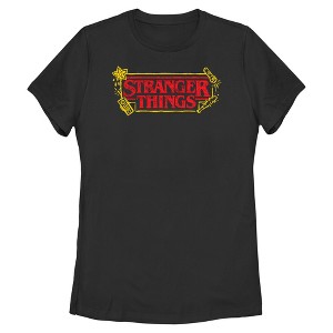 Womens Stranger Things Doodle Sketch Classic Logo T Shirt - 1 of 4