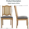 QingMoon Vintage Dining Chairs Set of 2, Wooden Decor Chairs with Square Rattan Backrest and Linen Upholstered Seat for Living Room - 3 of 4