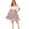 Agnes Orinda Women's Plus Size Elastic High Waist Ruffle Hem Pleated Midi Floral Print A Line Skirts - 3 of 4