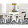 HomeStock 5-Piece Round Linen White Finish Solid Wood Top Dining Table with 4 Parson Chair - 2 of 4