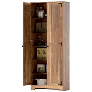 72" Farmhouse Pantry Cabinet, Freestanding Food Pantry Cabinet with Adjustable Shelves - 1 of 4