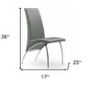 HomeRoots Set of Two Gray and Silver Upholstered Faux Leather Dining Side Chairs - 3 of 4