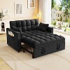 TiramisuBest Velvet Sleeper Sofa with Pull-Out Bed, Reclining Loveseat Couch with Pillows & Side Pockets – Black - 2 of 4