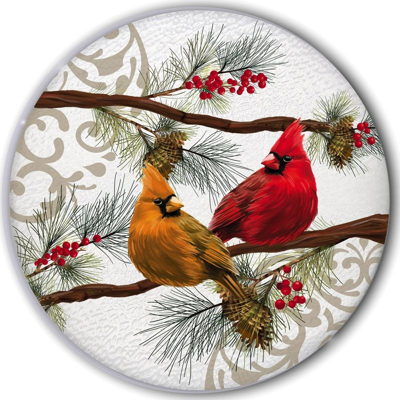 Evergreen New Creative Seasonal Cardinals Glass Patio Table, 2 of 3