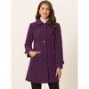 Allegra K Women's Winter Outerwear Peter Pan Collar Mid-thigh A-line Single Breasted Coat - 2 of 4