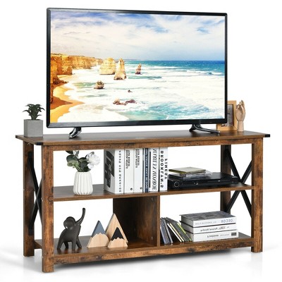 Costway Modern Farmhouse TV Stand Entertainment Center for TV's up to 55'' w/Open Shelves