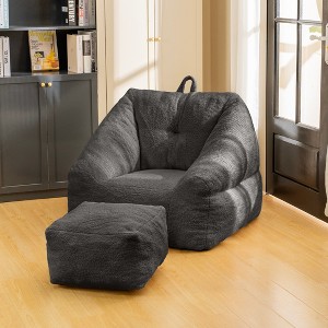 TIRAMISUBEST Memory Foam Bean Bag Chair - Plush Tufted Lounger with Removable Filler, Super Soft for Dorm, Apartment & Living Room, Black - 1 of 4