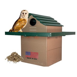 JCs Wildlife X Large Deluxe Poly Barn Owl Box with Exercise Platform - Our Biggest Barn Owl House - Made in the USA - Great for Farms, Ranches and - 1 of 4