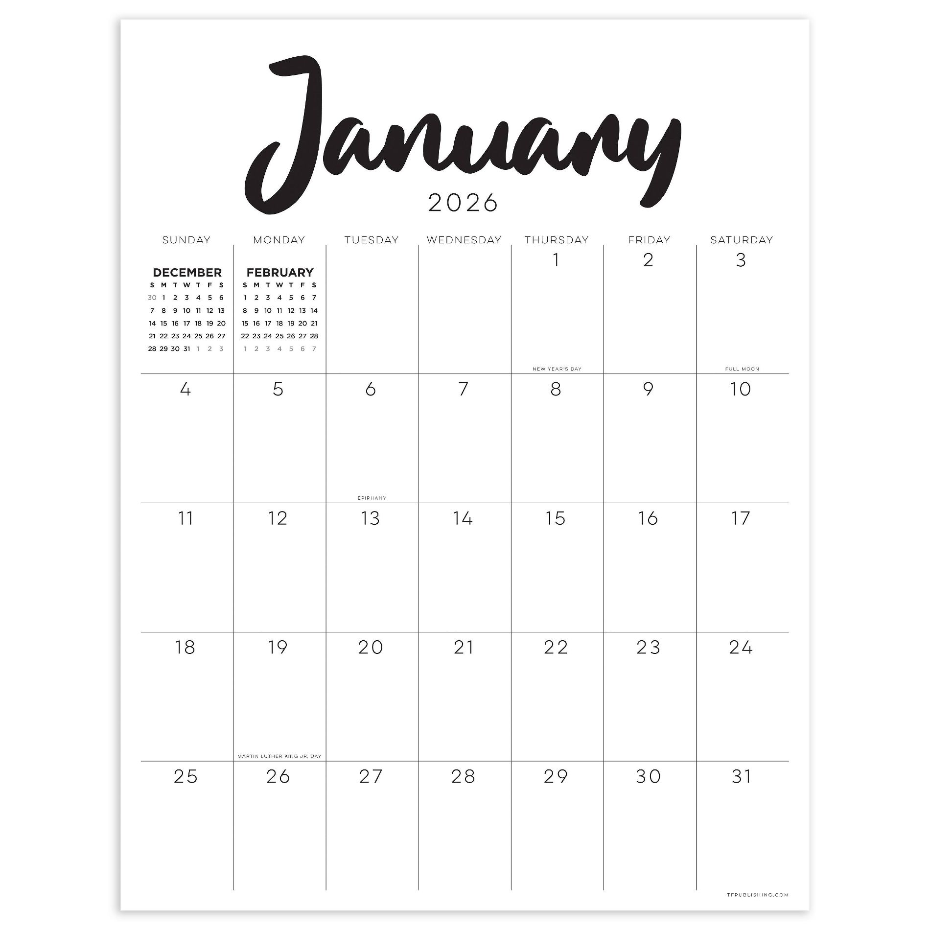 TF Publishing 22.5"x17.5" 2026 Large Art Poster Wall Calendar
