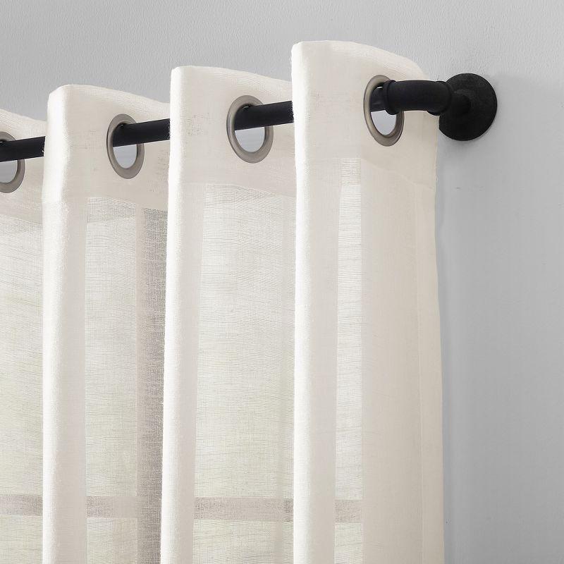 Slub Textured Sheer Linen Blend Grommet Top Curtain - Archaeo, 3 of 13