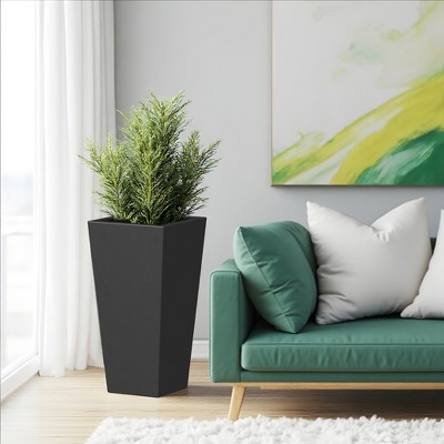 30" Outdoor Flower Plant Pots, Outsunny Tall Planters with Drainage Hole, Indoor Planters for Porch, Front Door, Entryway, Patio and Deck Black