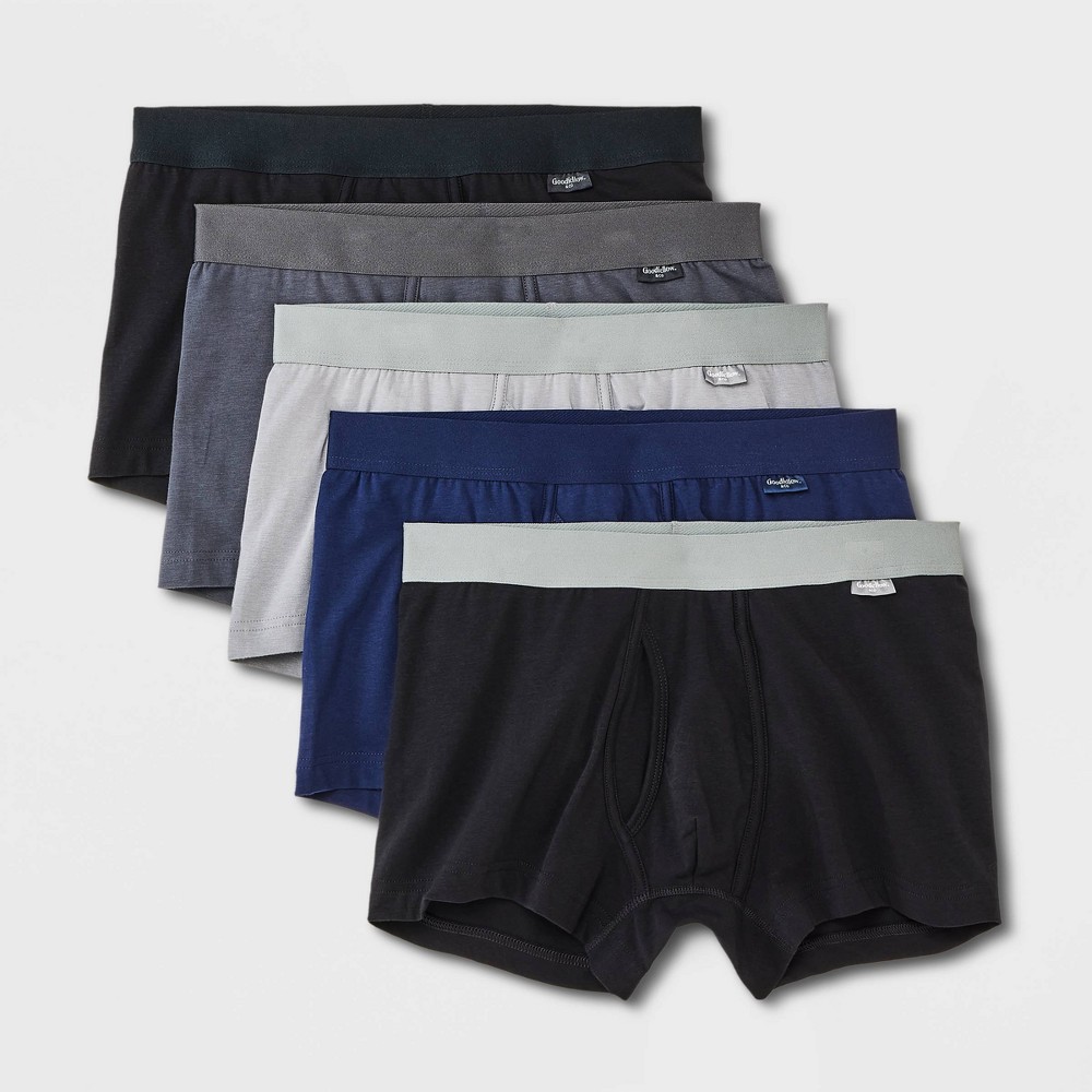 Men's Trunks 5pk - Goodfellow & Co™ Gray/Blue/Black XL