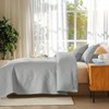 Quilt King Size, Light Gray Bedspreads, Vintage Olive Leaf Pattern, Soft Microfiber 3 - Piece Set 1 Quilt, 2 Shams - 3 of 4