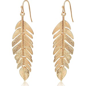 Boho Long Leaf Earrings for Women - Gold, Silver or Rose Gold - 1 of 4