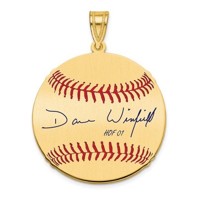 Black Bow Jewelry 14K Gold Plated Dave Winfield Signature MD Enamel Baseball Pendant