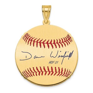 Black Bow Jewelry 14K Gold Plated Dave Winfield Signature MD Enamel Baseball Pendant - 1 of 4