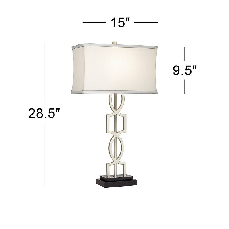 360 Lighting Evan Modern Table Lamps 28 1/2" Tall Set of 2 Brushed Nickel with USB Charging Port White Rectangular Shade for Bedroom Living Room House, 5 of 11