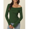 Seta T Women's V Neck Cross Off Shoulder Long Sleeve Ribbed Knit Slim Fit Sweaters - 2 of 4