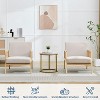 2PCS Mid Century Modern Accent Chair, Comfy Chairs with Sturdy Wood Legs, Rattan Backrest & Beige Thick Linen Cushion,for Bedroom Balcony - 4 of 4