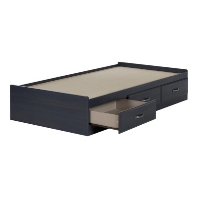 Twin Ulysses Mates Bed with 3 Drawers  Blueberry  - South Shore