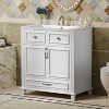 Okak 30" Retro Style Solid Wood Frame Bathroom Vanity with Sink Freestanding Resin Sink Vanities with Cabinet and 2 Soft Closing Doors, White - 2 of 4
