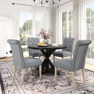 NicBex 5 Piece Round Dining Table Set for 4 Modern Kitchen Table Set with 4 Tufted Dining Chairs for Dining Room - 1 of 4