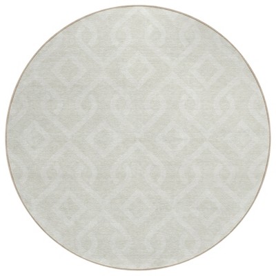 Ivory And Light Gray Geometric Washable Indoor Outdoor Area Rug