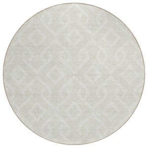 Ivory And Light Gray Geometric Washable Indoor Outdoor Area Rug - 1 of 4