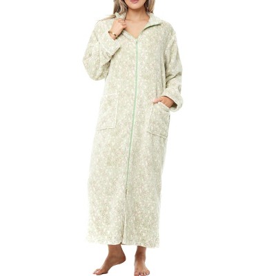 ADR Women's Zip Up Robe Fleece Soft Warm Plush Oversized Zipper Bathrobe