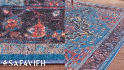 Blue and Red 8' x 10' Synthetic Washable Area Rug