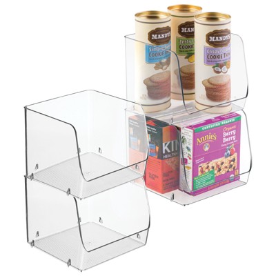 Mdesign Linus Formbu Clear Plastic Stackable Storage Organizer Bin W/ Bamboo  Lid Built-in Handles - 15 X 8.5 X 6.25, 2 Pack : Target