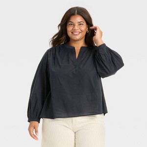 Women's Long Sleeve Popover Blouse - Universal Thread™ - 1 of 3