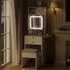 ELECWISH Vanity Desk with Mirror&Lights, Farmhouse Small Makeup Vanity with Fold Up Panel, 3 Light Modes, Storage Chair, Compact Dressing Table, White - 2 of 4