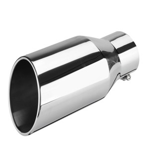 GOTGELIF 4" Inlet 6" Outlet 12" Long Stainless Steel Car Exhaust Tip Exhaust Muffler with Rolled Edge - 1 of 4