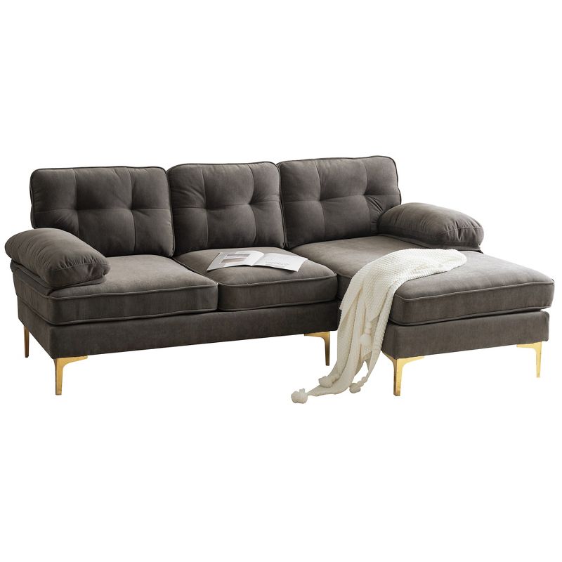 83" Modern Velvet Upholstered Sectional Sofas Couch-ModernLuxe, 5 of 12