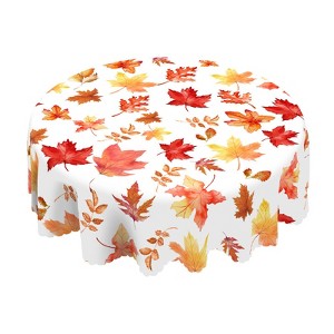 LOVEVOOK Maple Leaves Tablecloth, Round Fall Tablecloth, Pumpkin Table Cloth, Autumn Harvest for Christmas, Holiday, Thanksgiving Decor - 1 of 4
